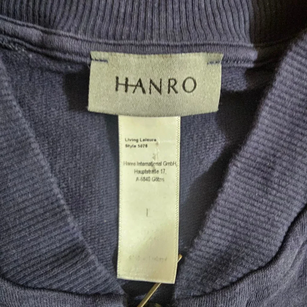 HANRO Mens Large Blue Ribbed Zip Up Sweatshirt
